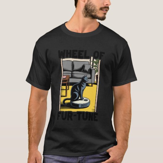 幸運の車輪ロボット掃除機 ねこジョーク Tシャツ (正面)