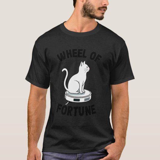 幸運の車輪ロボット掃除機 ねこ おもしろ 1 Tシャツ (正面)