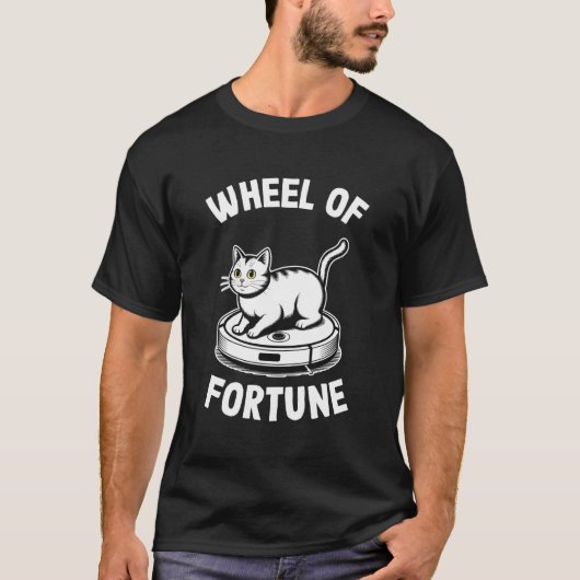 幸運の車輪 ロボット掃除機 ねこ おもしろ 2 Tシャツ (正面)