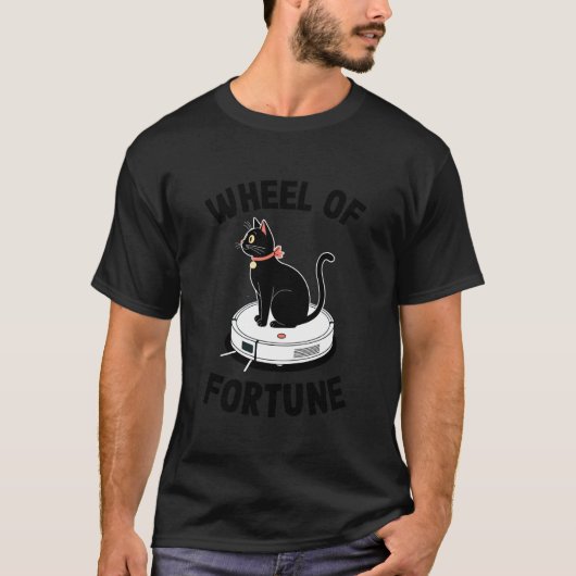 幸運の車輪 猫 ジョーク ロボット掃除機 猫 Tシャツ (正面)