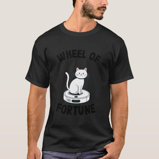 幸運の車輪 猫 ジョーク ロボット掃除機 猫 Tシャツ (正面)