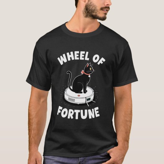 幸運の車輪 猫 ジョーク ロボット掃除機 猫 Tシャツ (正面)