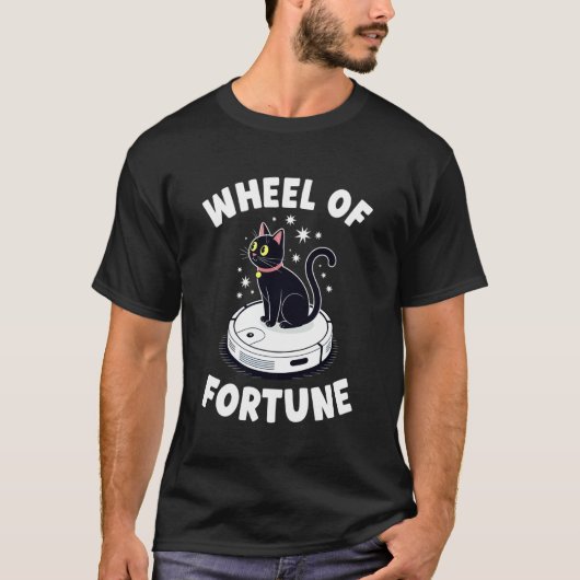 幸運の車輪 猫 ジョーク ロボット掃除機 猫 Tシャツ (正面)