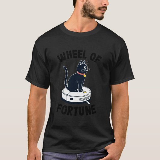 幸運の車輪 猫 ジョーク ロボット掃除機 猫 Tシャツ (正面)