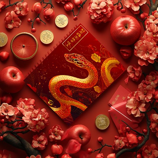 幸運の金ゴールドと蛇の赤い年 ノートブック