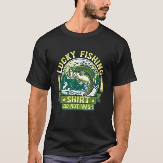 幸運の釣りシャツ 洗わないでね 面白い 釣り コス Tシャツ (正面)