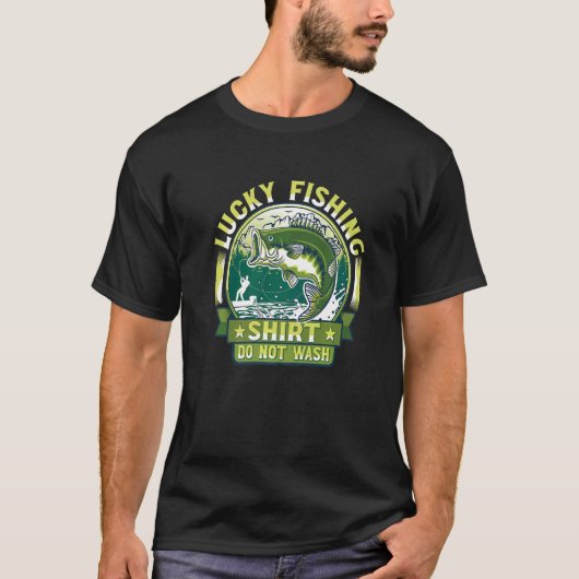 幸運の釣りシャツ 洗わないで Funny Fishing Cos Tシャツ (正面)
