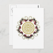 幸運の長寿中国のチャーム ポストカード (正面/裏面)