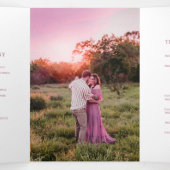 幸運の馬蹄形の結婚式プログラム ピンクのリボンの写真 三つ折りプログラム (内部中)