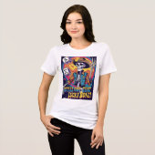 幸運の骨はまだ持ってる – サイコロを振るスケルトン トライブレンドTシャツ (正面全面)