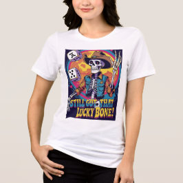 幸運の骨はまだ持ってる – サイコロを振るスケルトン トライブレンドＴシャツ