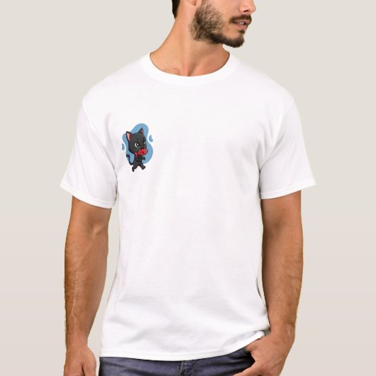 幸運の魚を運ぶ猫 Tシャツ (正面)