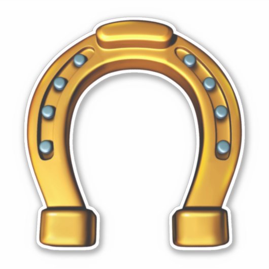 幸運の黄金の馬蹄形のビニール シール (正面)