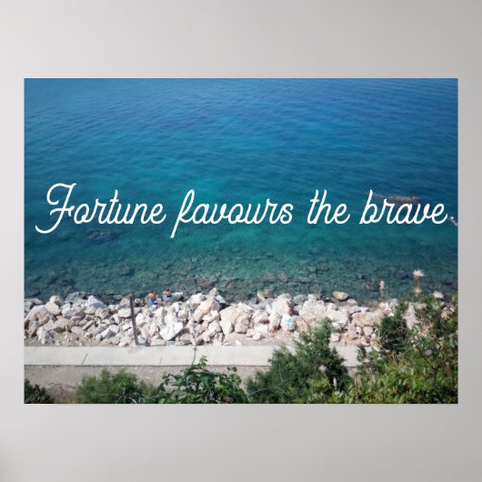 幸運は勇敢な諺のポスターを好む ポスター (正面)