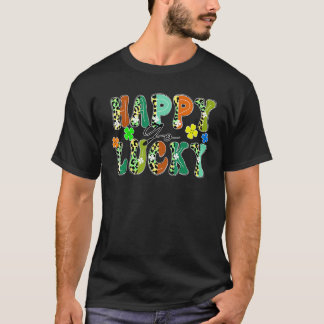 幸運を呼ぶヒョウ柄の聖パトリックデークロ Tシャツ