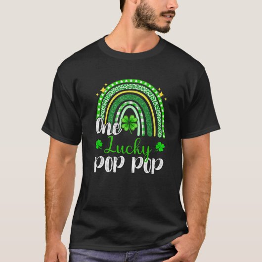 幸運を呼ぶヒョウ柄レインボー ポップポップ St Patrick Tシャツ (正面)