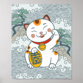 幸運を呼ぶ三毛猫 左手招き猫 ポスター