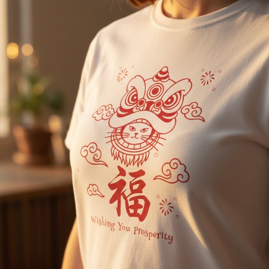 幸運を呼ぶ猫の縁起物アート Tシャツ