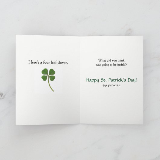 幸運を得おもしろいる – St. Patrick's Day カード (内部)