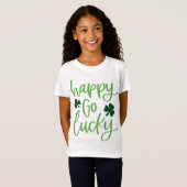 幸運を招くシャムロックのグリーンテキストデザイン Tシャツ (正面フル)
