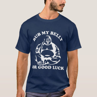 幸運を祈って腹をこする Tシャツ
