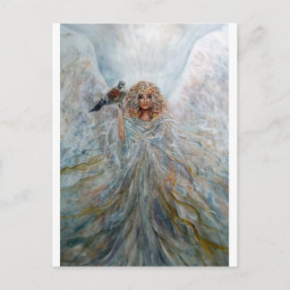 幸運を祈って鷹と共に天使 ポストカード