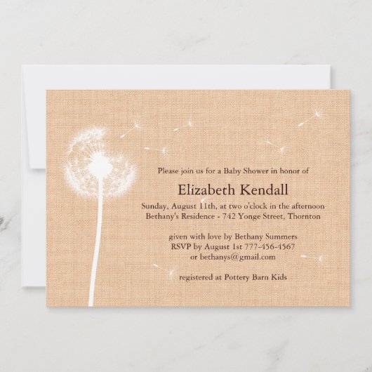 幸運を祈りますのバーラップのベビーシャワーの招待状 招待状 (正面)