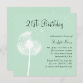 幸運を祈りますのミントの第21誕生日の招待状 招待状 (正面/裏面)