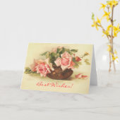 幸運を祈りますのヴィンテージのバラカード カード (黄色い花)