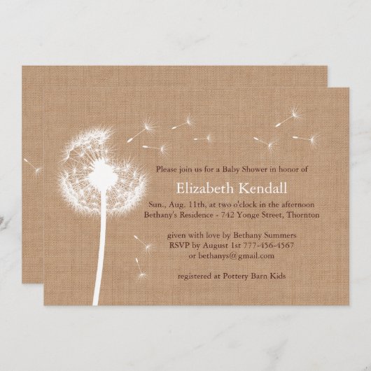 幸運を祈りますの中型のバーラップのベビーシャワーの招待状 招待状 (正面/裏面)