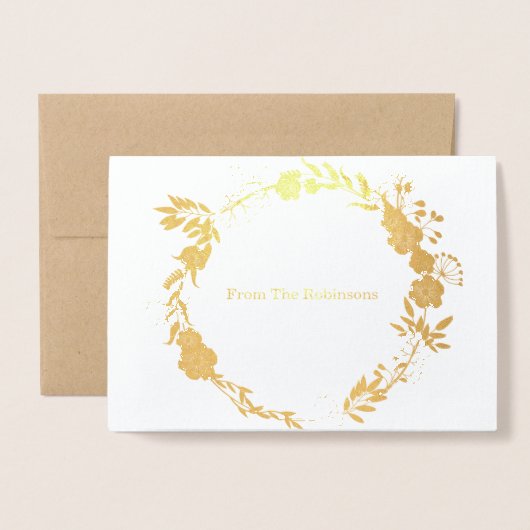 幸運を祈りますの金ゴールドホイルは文字の家族写真の台本を書きました 箔カード (裏面封筒付き)