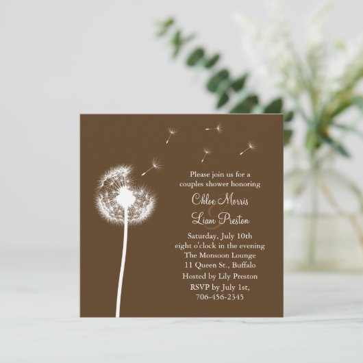 幸運を祈ります! 彼のおよび彼女のシャワーの招待状(茶色) 招待状 (スタンド正面)