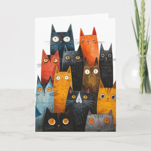 幸運を祈る猫のグリーティングカード カード (正面)