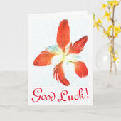 幸運を祈る赤い羽のグリーティングカード カード (黄色い花)