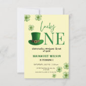 幸運シンプルな一歳の誕生日 招待状 (正面)