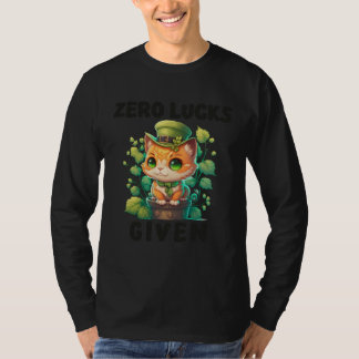 幸運ゼロの可愛い猫 セントパトリックの日のパーティー W Tシャツ
