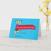 幸運マラソンの男の漫画のユーモア カード (黄色い花)