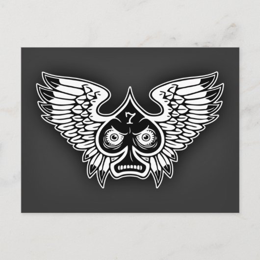 幸運怒な羽付きスペード#7 ポストカード (正面)