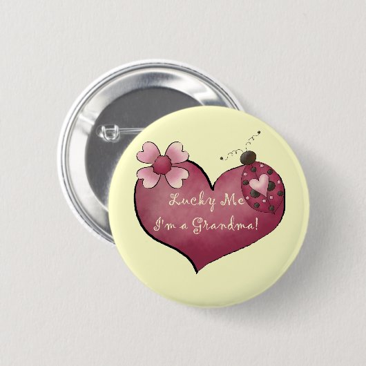 幸運私私は祖母のTシャツおよびギフトです 缶バッジ (正面&裏面)