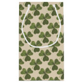 幸運緑のシャムロックのカスタムの文字 スモールペーパーバッグ (裏面)