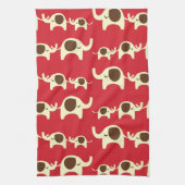 幸運象のチェリーレッドのかわいい自然パターン キッチンタオル (縦)