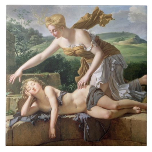 幸運1801年の子供(キャンバスの油) タイル (正面)