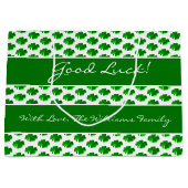 幸運4の葉のクローバーパターンカスタムの文字 ラージペーパーバッグ (正面)