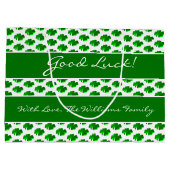 幸運4の葉のクローバーパターンカスタムの文字 ラージペーパーバッグ (裏面)