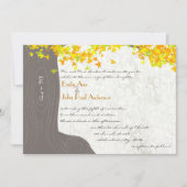 幹に黄色とオレンジ色の葉の初期の秋の木 招待状 (正面)