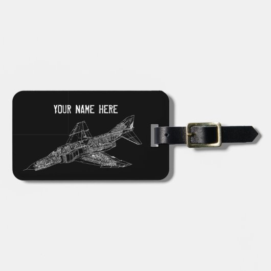 幻影の戦闘機(超音速航空機)のパイロット ラゲッジタグ (正面横)