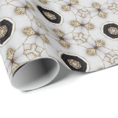 幻惑アイボリーと金ゴールドエレガントルネッサンス ラッピングペーパー (ロールコーナー)