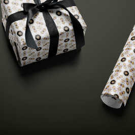 幻惑アイボリーと金ゴールドエレガントルネッサンス ラッピングペーパー