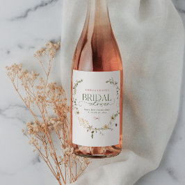 幻想のおとぎ話の庭とリボンのブライダルシャワー ワインラベル