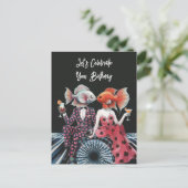 幻想のキスする魚がハッピーバースデーを祝う ポストカード (スタンド正面)